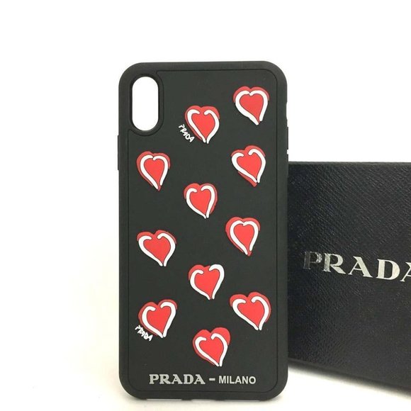 PRADA Rubber Heart Print Iphone X Cell Phone Case /2L1199 - Picture 1 of 8